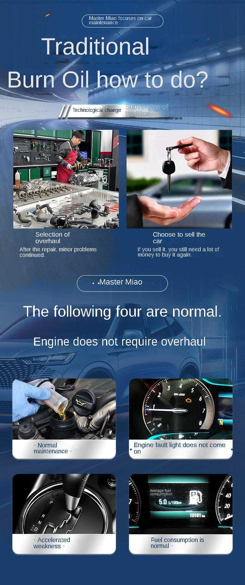 Master Miao Engine Care Additive, Sludge & Carbon Cleaner, Improve Engine Performance & Reduce Oil Burn